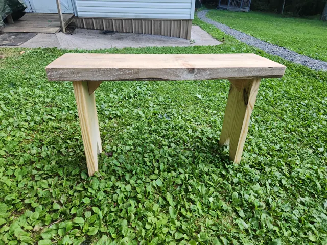 Natural finish shown on a completed bench