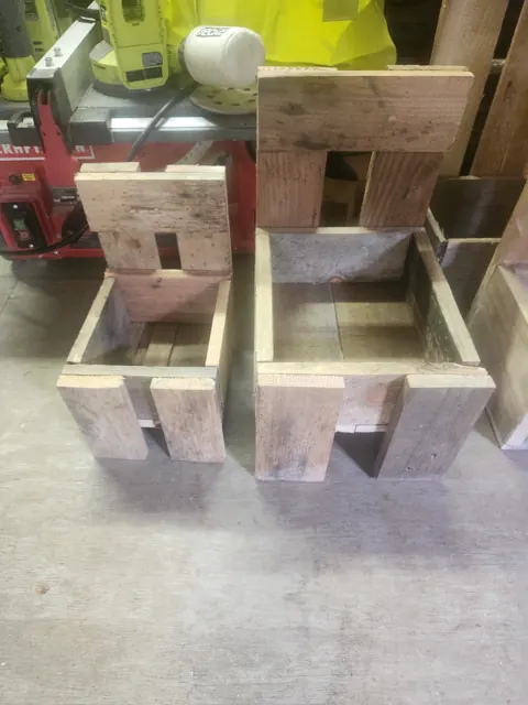Pair of natural wood chair-back small planters