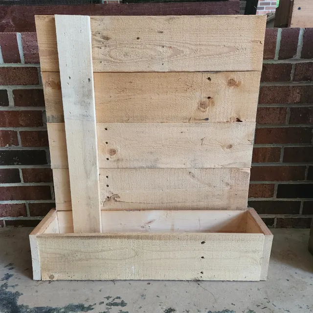 Unfinished natural wood welcome planter with tall backer
