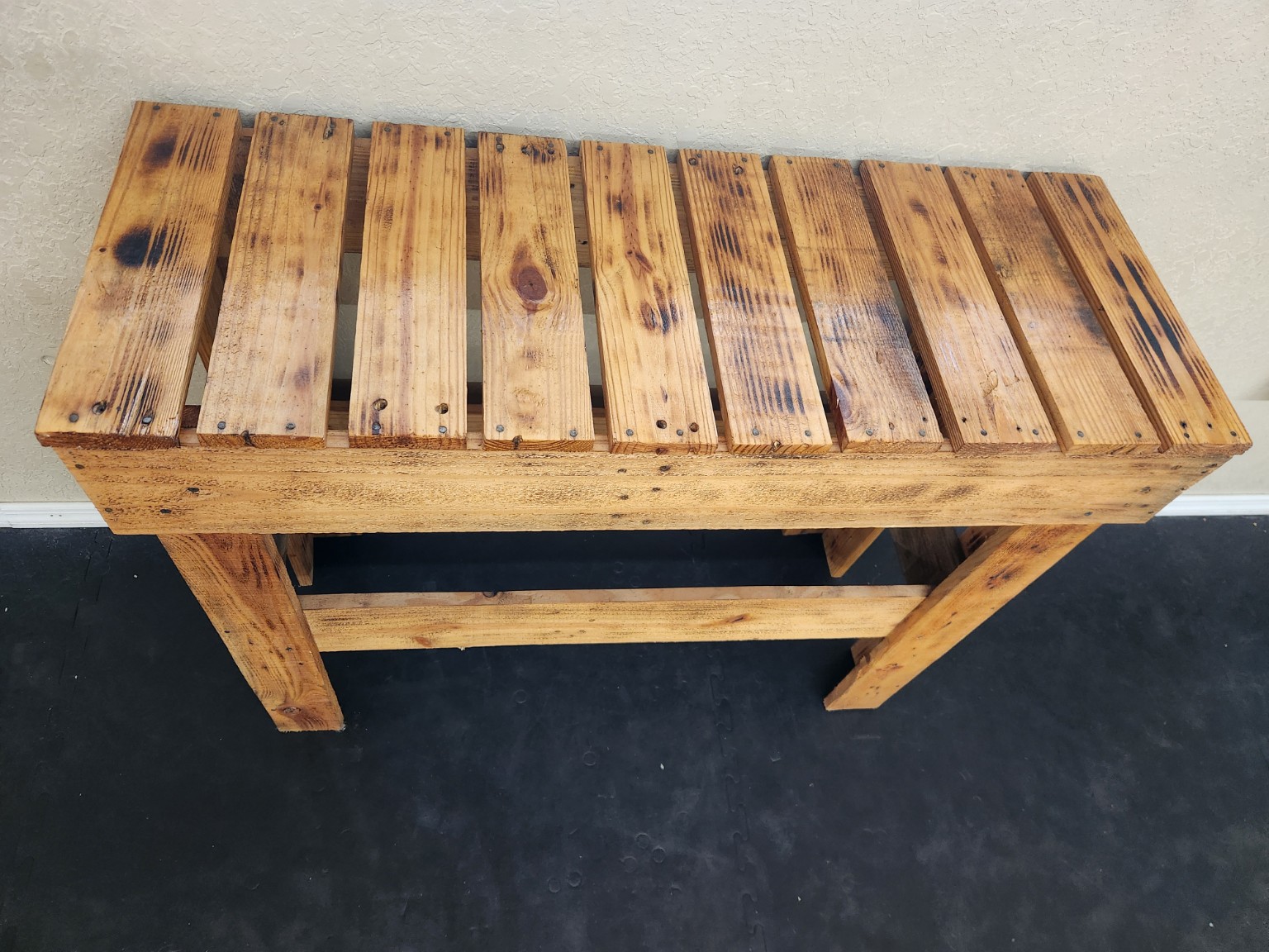 Natural wood farmhouse table